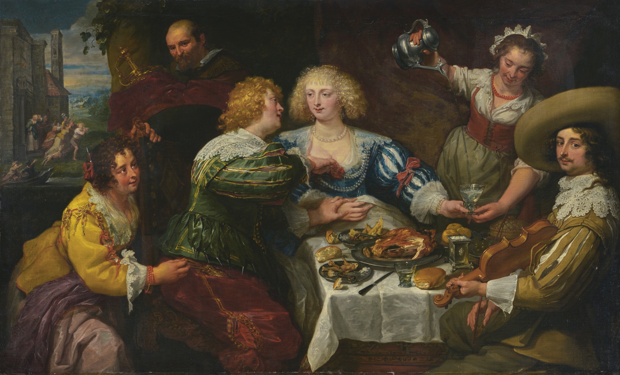 Jan Cossiers: Podobenství marnotratného syna / 1630 -1640 / olej na plátně / 128 x 212.2 cm / Sotheby’s 3. 12. 2014 / 622 500 GBP
