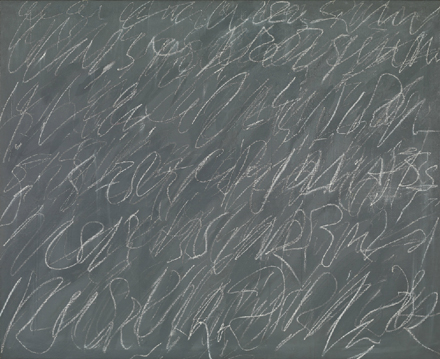 Cy Twombly: Bez názvu (New York City)/ 1970 kombinovaná technika na plátně / 144,7 x 177,8 cm / cena: 19 682 500 GBP/ Christie´s Londýn 11. 2. 2015