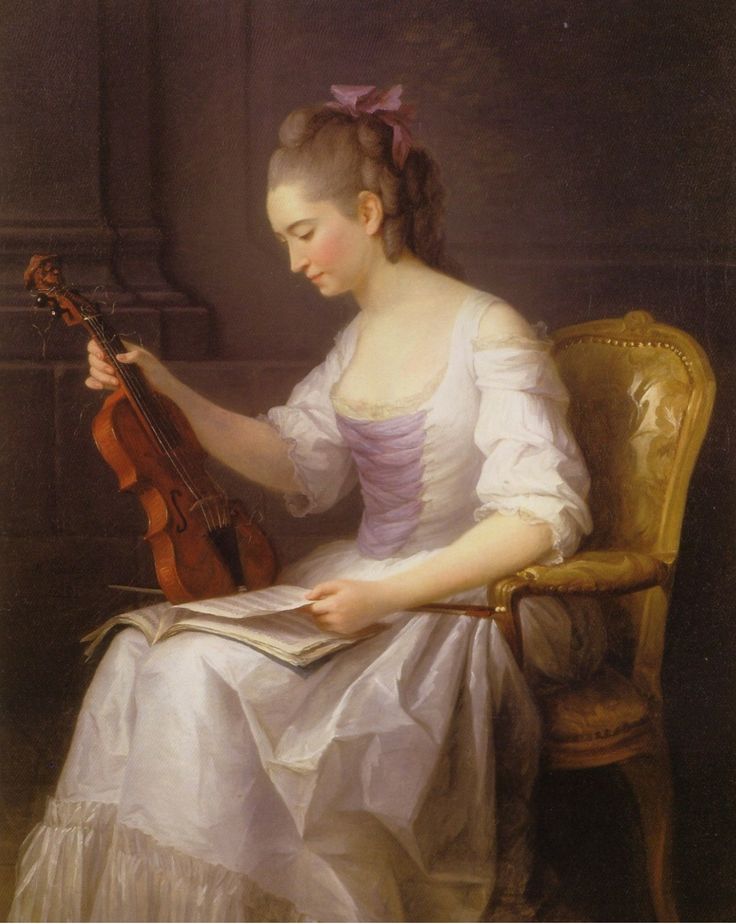 Anne Vallayer-Coster Portrét houslistky (Portrait d’une violoniste) / 1773 / olej na plátně / 116 x 96 cm / Sotheby’s 26. 3. 2015 / 300 – 400 tisíc EUR