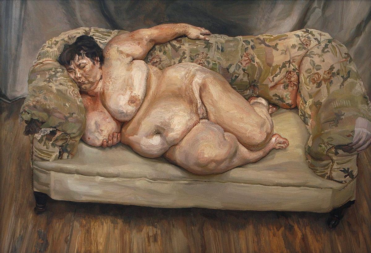 Lucian Freud: Benefits Supervisor Sleeping / 1995 / olej na plátně / 151,3 cm x 219 cm / Christie´s New York 13. 5. 2008 / 33 641 000 USD