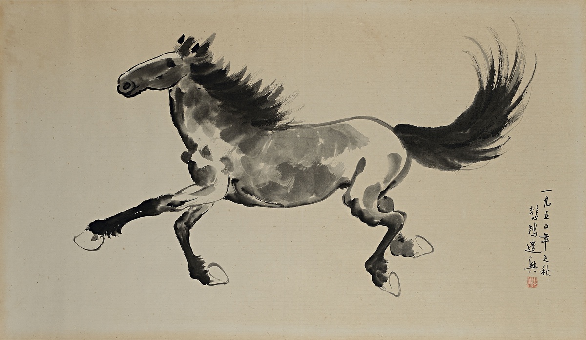SÜ PEJ-CHUNG : Běžící kůň / 1950 tuš na papíře / 59 x 104 cm Arcimboldo / cena 3 600 000 Kč