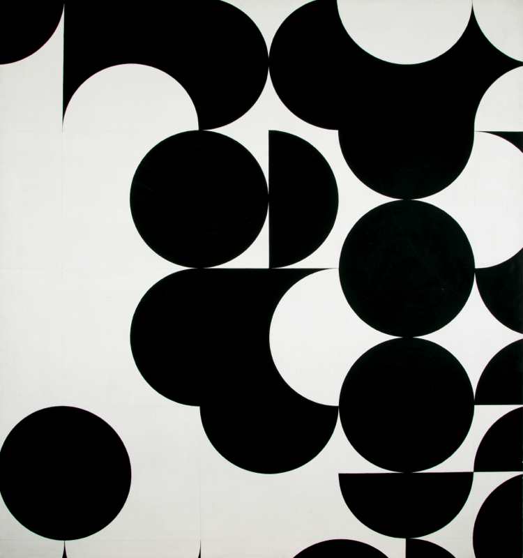 Zdeněk Sýkora: Schwarz-Weiss V. / Makro Struktur / 1972 / oil on canvas / 150 x 140 cm / 2 616 000 Kč / 1. Art. Consulting 5. 10. 2014