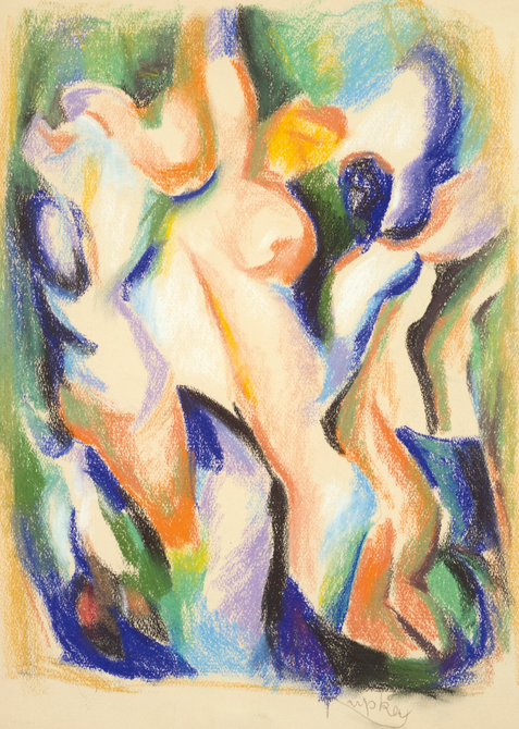 František Kupka: Women (Étude pour Accent Noir) / pastel on the paper / 38,5 x 29 cm / 47 500 GBP / Sotheby's London 12. 11. 2014