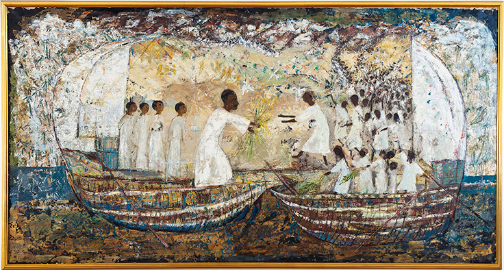 Tahia Halim: Farhat Al Nuba (Štěstí Nubie) / 1965 / olej a zlato na plátně / Christie's 18. března 2015 / 749 000 USD / světový autorský rekord