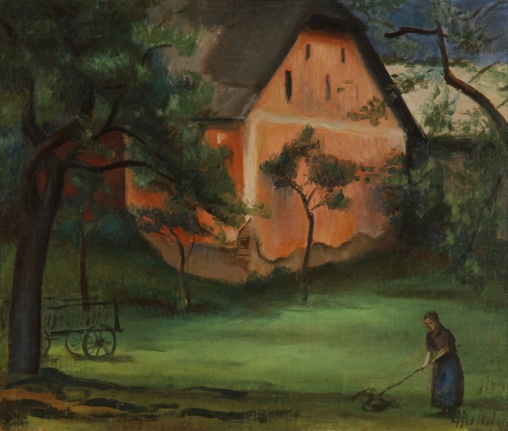 Alfréd Justitz: Růžový domek / 1925 / olej, plátno / 46 x 55,5 cm/ vyv. cena: 180 000 Kč