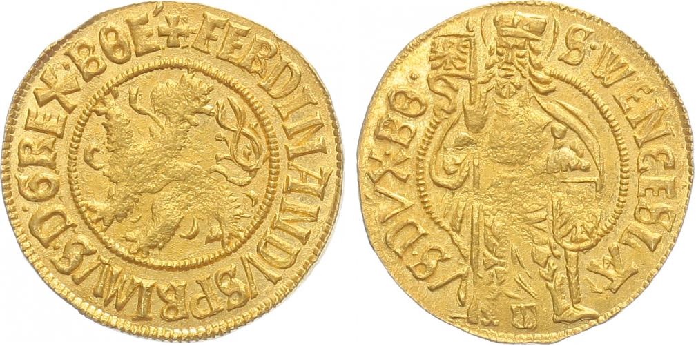 Ferdinand I. (1521 - 1564) / Dukát bez letopočtu / mincovna Praha / velmi vzácný / vyv. cena 240 000 Kč