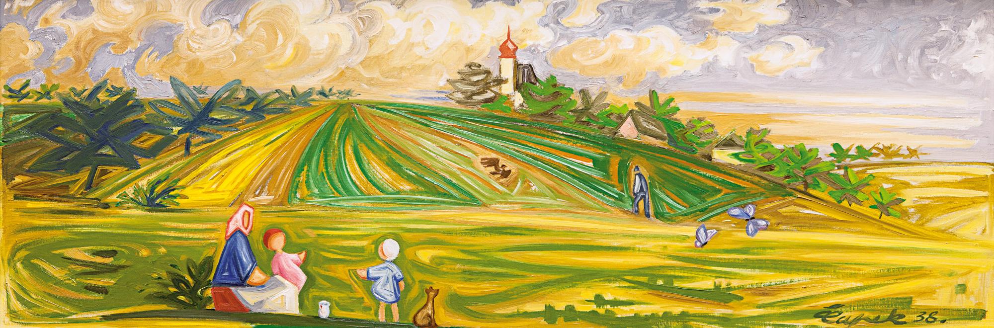 Josef Čapek: V červnu (Kraj) / 1938 olej na plátně / 51 x 150 cm /  vyv. cena: 10 800 000 Kč