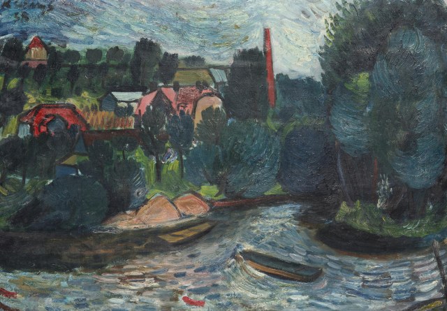 Karel Černý: Vesnice nad řekou, 1938, olej na plátně, 49,5 x 70 cm,  cena: 1 140 000 Kč