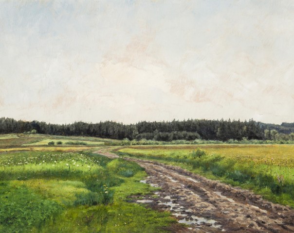 Bohuslav Dvořák: Cesta k lesu, 1896,  olej na karton, 50 x 63 cm,  cena: 408 000 Kč