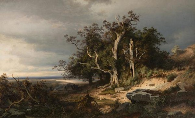 Leopold Stephan: Krajina před bouří, 1875, olej na plátně, 70 x 113 cm,  cena: 960 000 Kč
