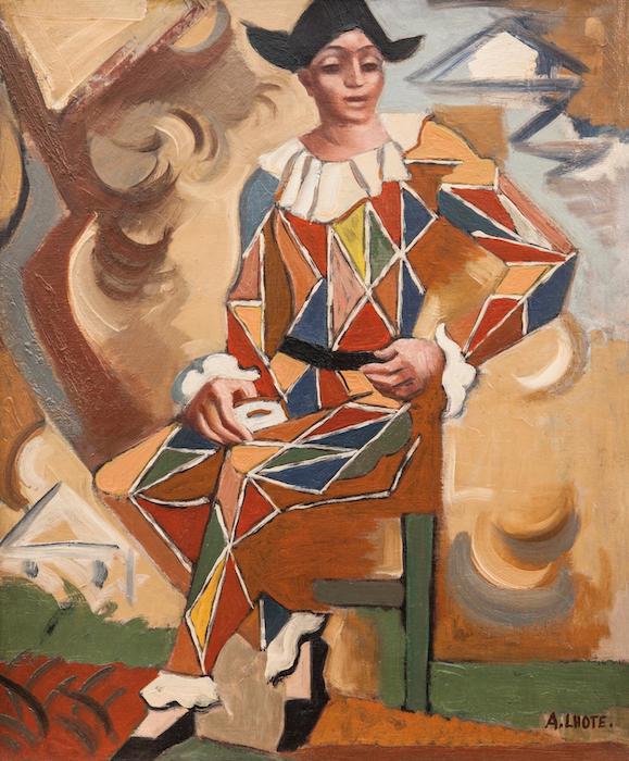 André Lhote: Harlekýn, kolem 1930 olej na plátně, 63,8 x 49,6 cm, cena: 2 546 100 Kč
