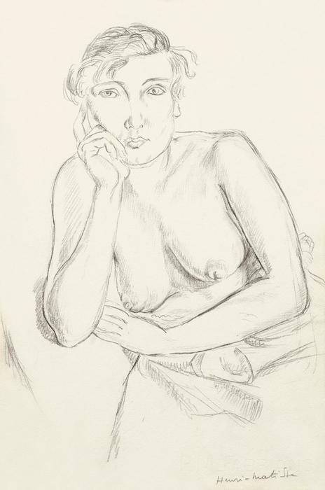 Henri Matisse: Nu en buste, 1919–20 tužka na papíře, 43,2 x 26,7 cm, cena: 1 987 200 Kč