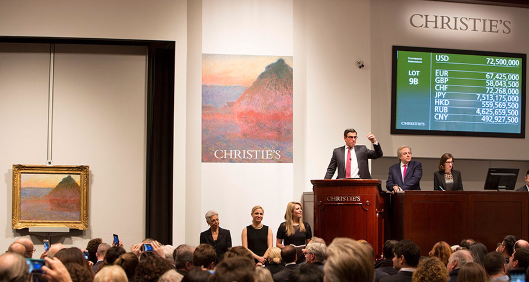Christie's New York, dražba Monetova obrazu Meule, 16. 11. 2016