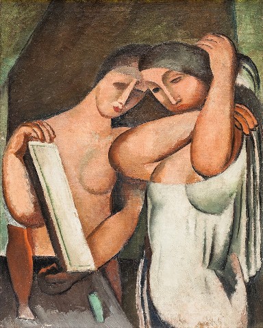 Alfréd Justitz: Dvě ženy před zrcadlem, 1923 olej na plátně, 81 x 65 cm cena: 4 905 900 Kč