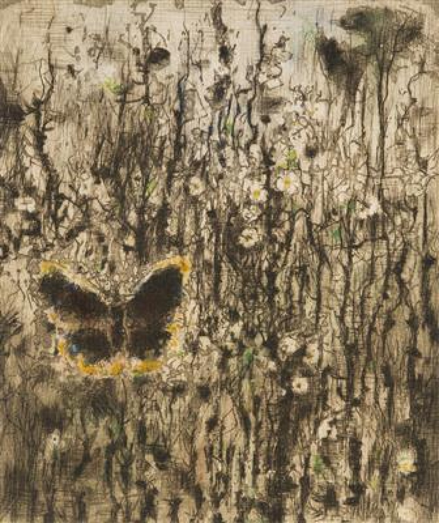 4/ Černý motýl lept a suchá jehla s monotypem na papíře, 1955, 14,7 x 12,4 cm dosažená cena: 360 000 Kč 