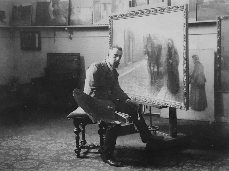 Zikmund Reach: Jakub Schikaneder ve svém ateliéru, 1905