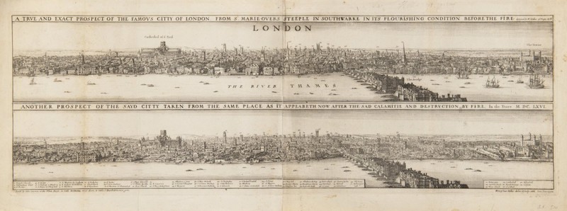 Václav Hollar: Londýn před a po požáru, 1666