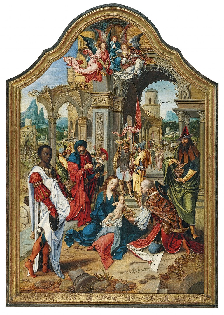 Pieter Coecke van Aelst: Klanění tří králů, olej na desce, 112 x 75 cm, Dorotheum Vídeň, červen 2020, odhadní cena: 400 000 – 600 000 €