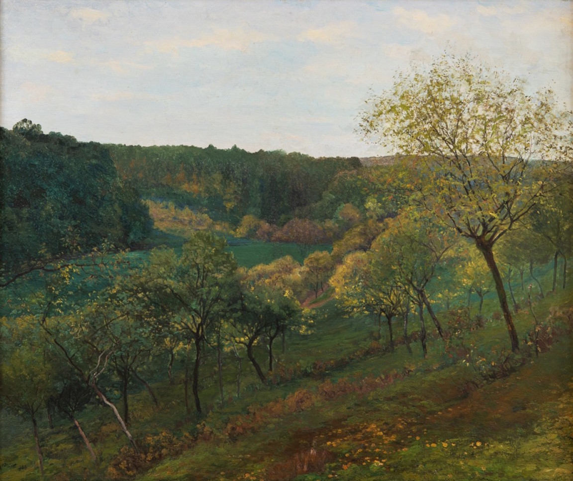 Josef Holub: Krajina s ovocným sadem, 1890, olej na plátně, 50 x 60 cm, vyvolávací cena: 150 000,- Kč (+22% provize), Galerie Pictura 9. 12. 2020