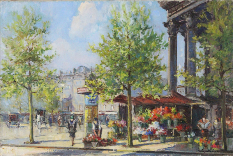 Georgij Alexandrovič Lapšin: Květinový trh na náměstí La Madeleine © public domain  