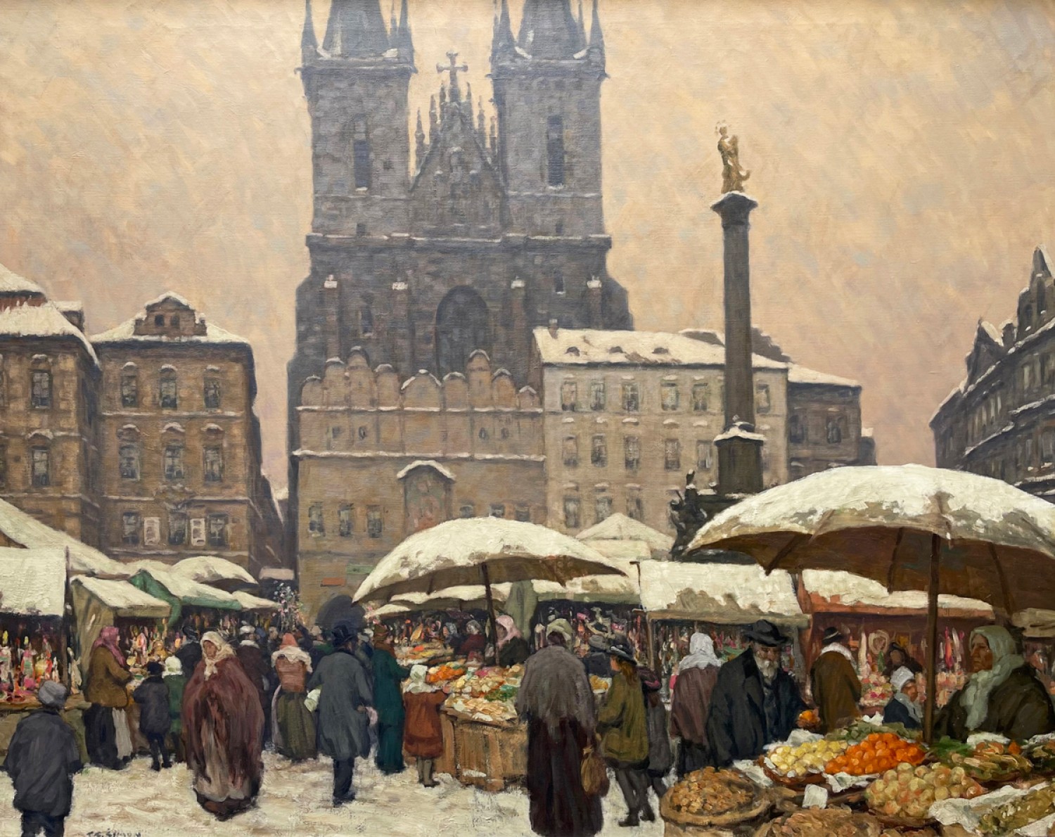 František Tavík Timon: Mikulášský trh, kolem r. 1910, olej na plátně, 102 x 130 cm, cena: 1 256 600 Kč, Galerie Pictura 13. 10. 2021