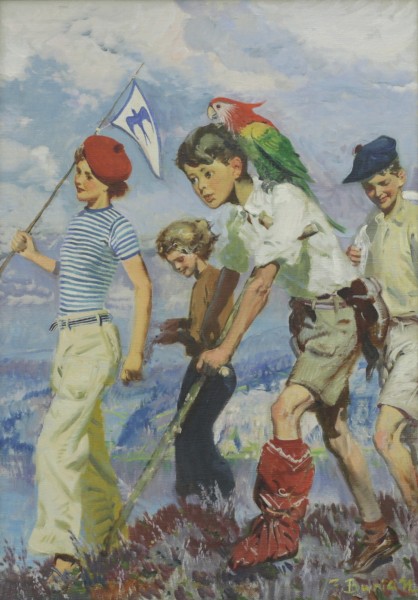 Zdeněk Burian: Trosečníci z Vlaštovky, 1947, olej na plátně, 50 x 35 cm, vyvolávací cena: 680 000 Kč (+ 24% provize) Galerie Dolmen 23. 2. 2022