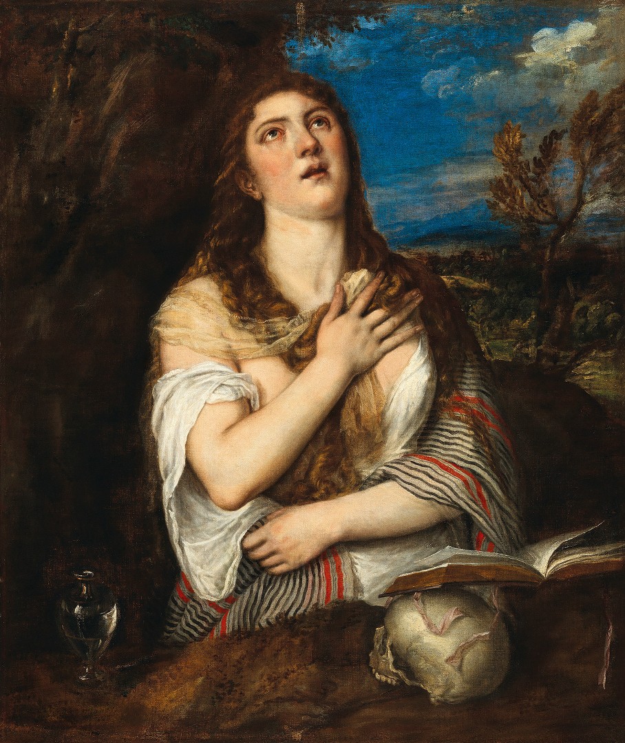 Tiziano Vecellio, zv. Tizian: Kající se Máří Magdaléna, olej na plátně, 115 x 96,7 cm,  Dorotheum Vídeň, 11. května 2022, odhadní cena: 1 000 000 – 1 500 000 EUR (+ provize a poplatky)