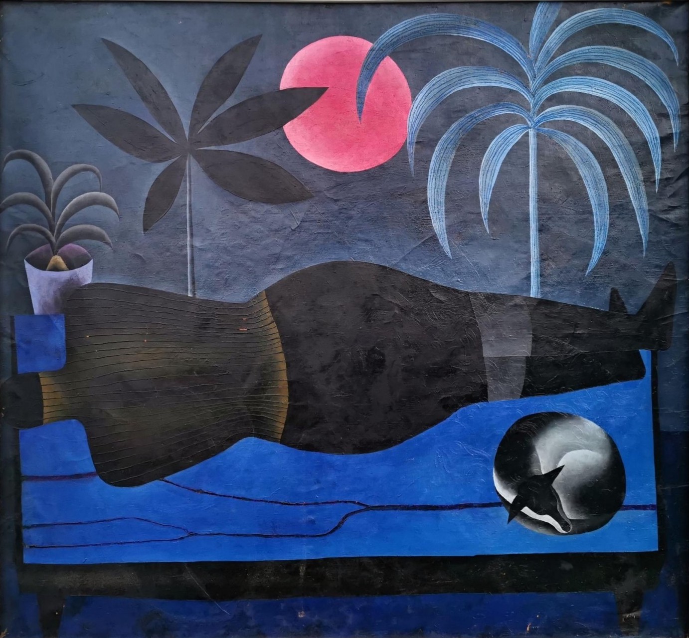 Jitka Kolínská: Mrtvý čas, 1957,  olej na plátně, 130 x 120 cm, Galerie Ustar 15. 5. 2022, cena: 1 200 000 Kč