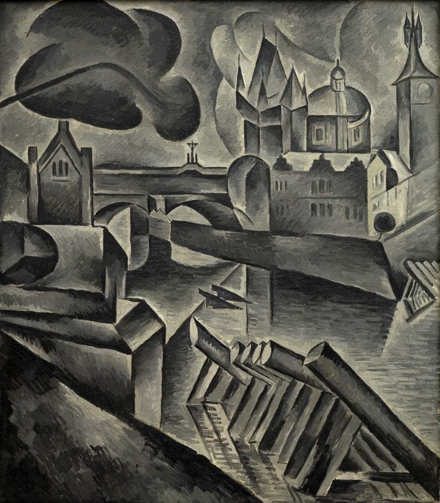 Bohumil Kubišta: Staropražský motiv (Alt-Prager Motiv), 1911, olej na plátně, 98 x 84 cm, Galerie Kodl 29. 5. 2022, vyvolávací cena: 25 000 000 Kč (+ 20% provize)