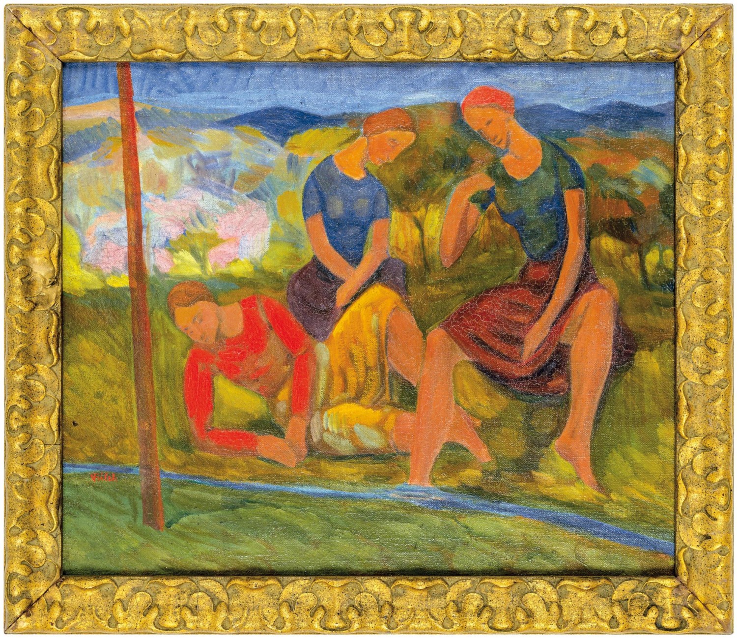Alois Bílek: Odpočinek u potoka, kolem roku 1912, olej na plátně, 46 × 55 cm, 1. Art Consulting 23. 10. 2022, vyvolávací cena: 280 000 Kč + provize ve výši 20% 