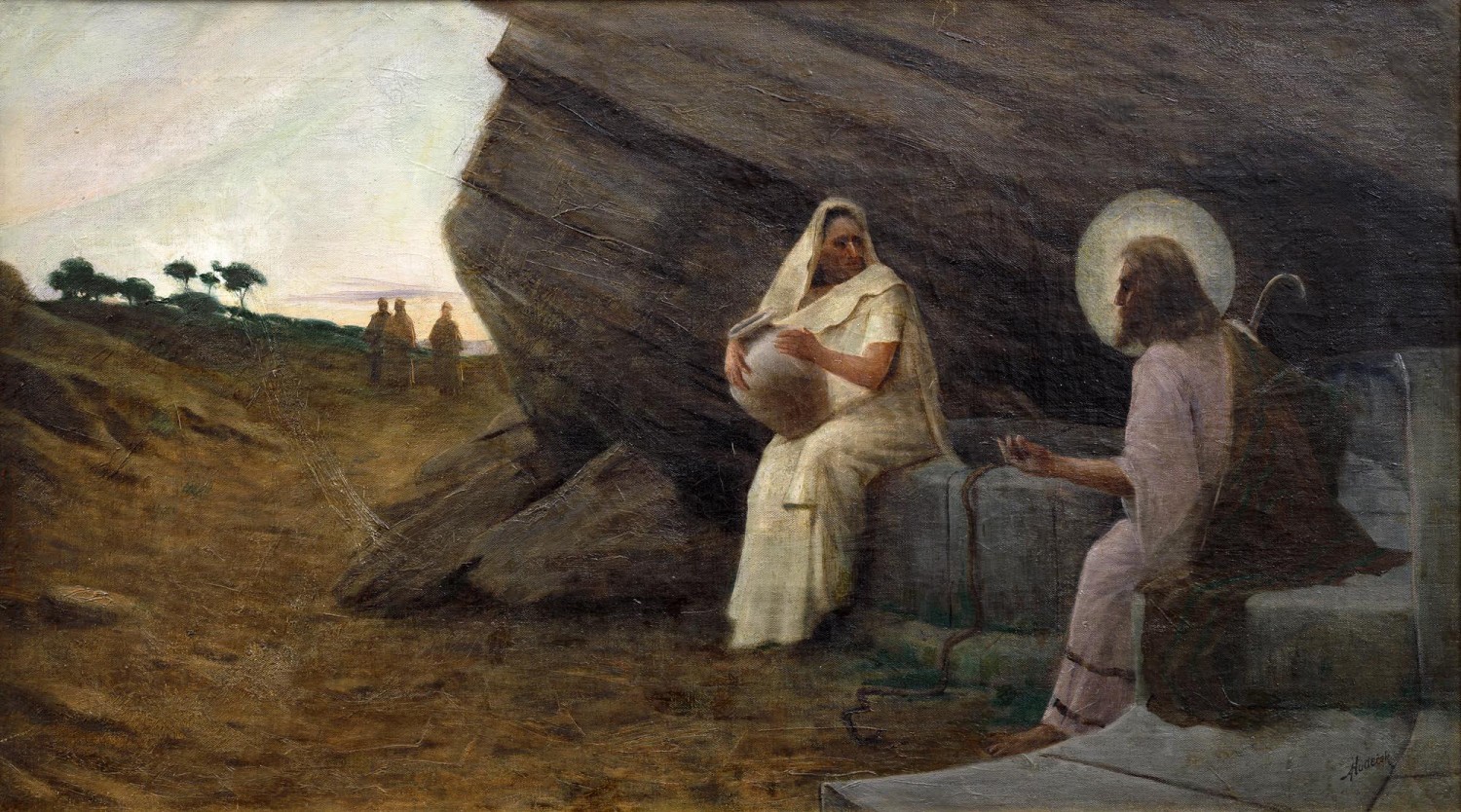 Antonín Hudeček: Kristus se Samaritánkou u studně, 1890–91, olej na plátně, 51 x 90 cm, Galerie Kodl 27.11.2022, cena: 1 920 000 Kč