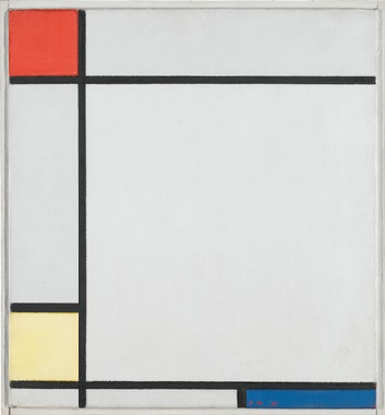 Piet Mondrian: Kompozice s červenou, žlutou a modrou / 1927