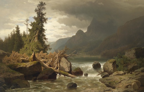 Adolf Chwala: Před bouřkou v horách olej na plátně