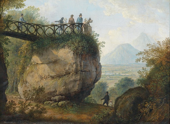 August Bedřich Piepenhagen, Vyhlídka, 1820, č. kat. 114,  olej/ plátno, 32 x 45, odhad 7 – 10 000 EUR, Dorotheum Vídeň