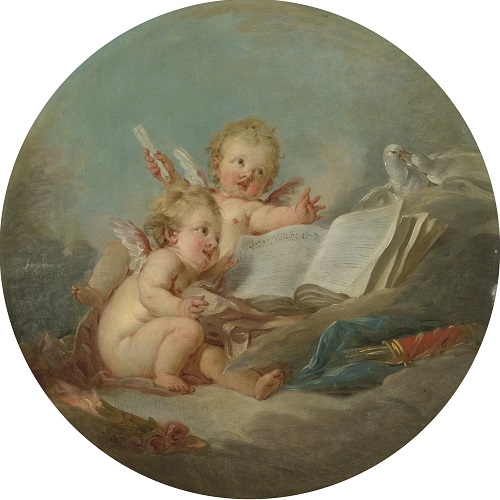 François Boucher, Alegorie Poezie, č. kat. 52, olej, plátno, průměr 59, 1 cm, odhad: 300 – 500 000 USD