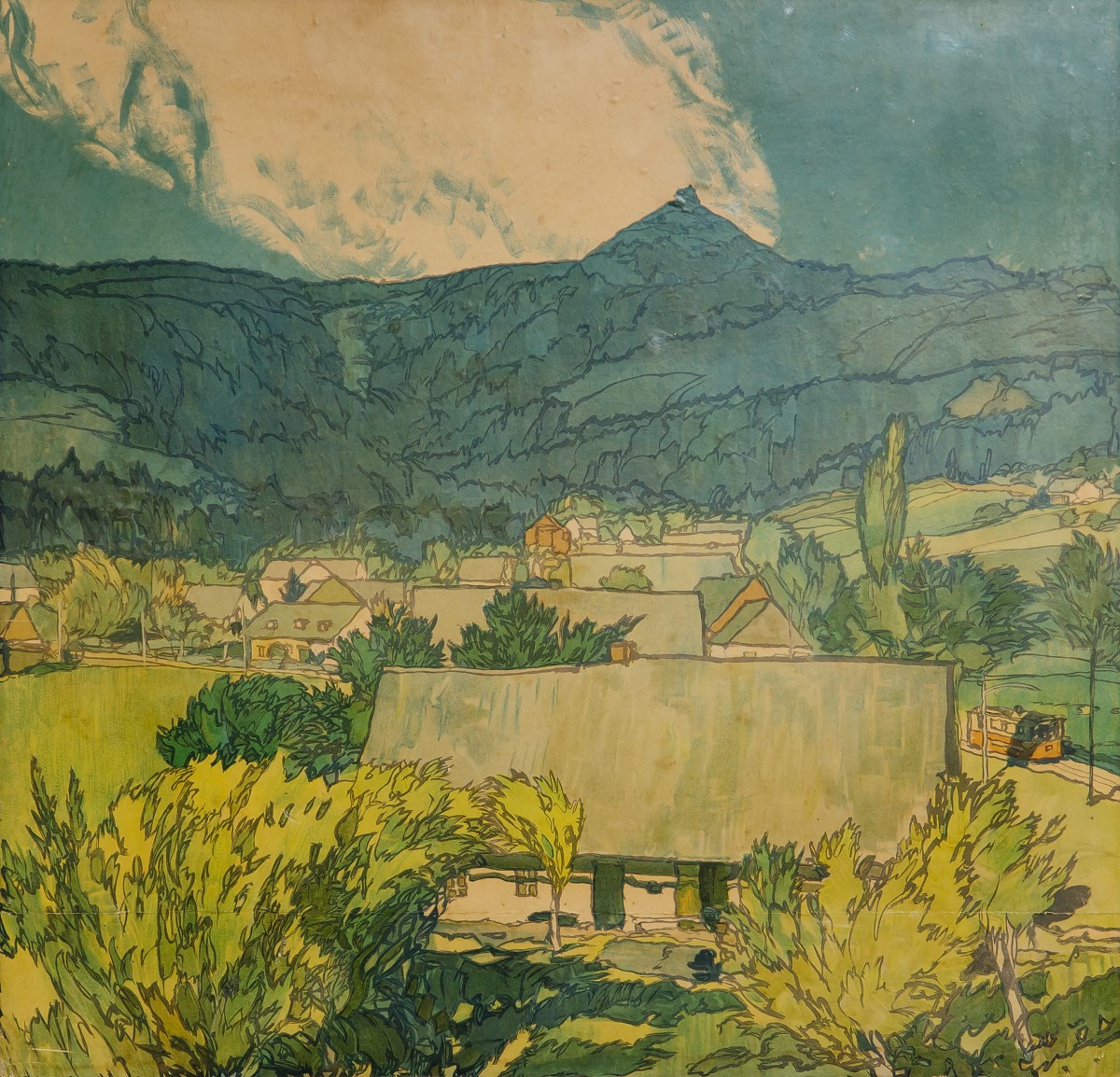 Heinrich Hönich, Pohled na Ještěd, 1913, 78 x 81 cm, OG Liberec 