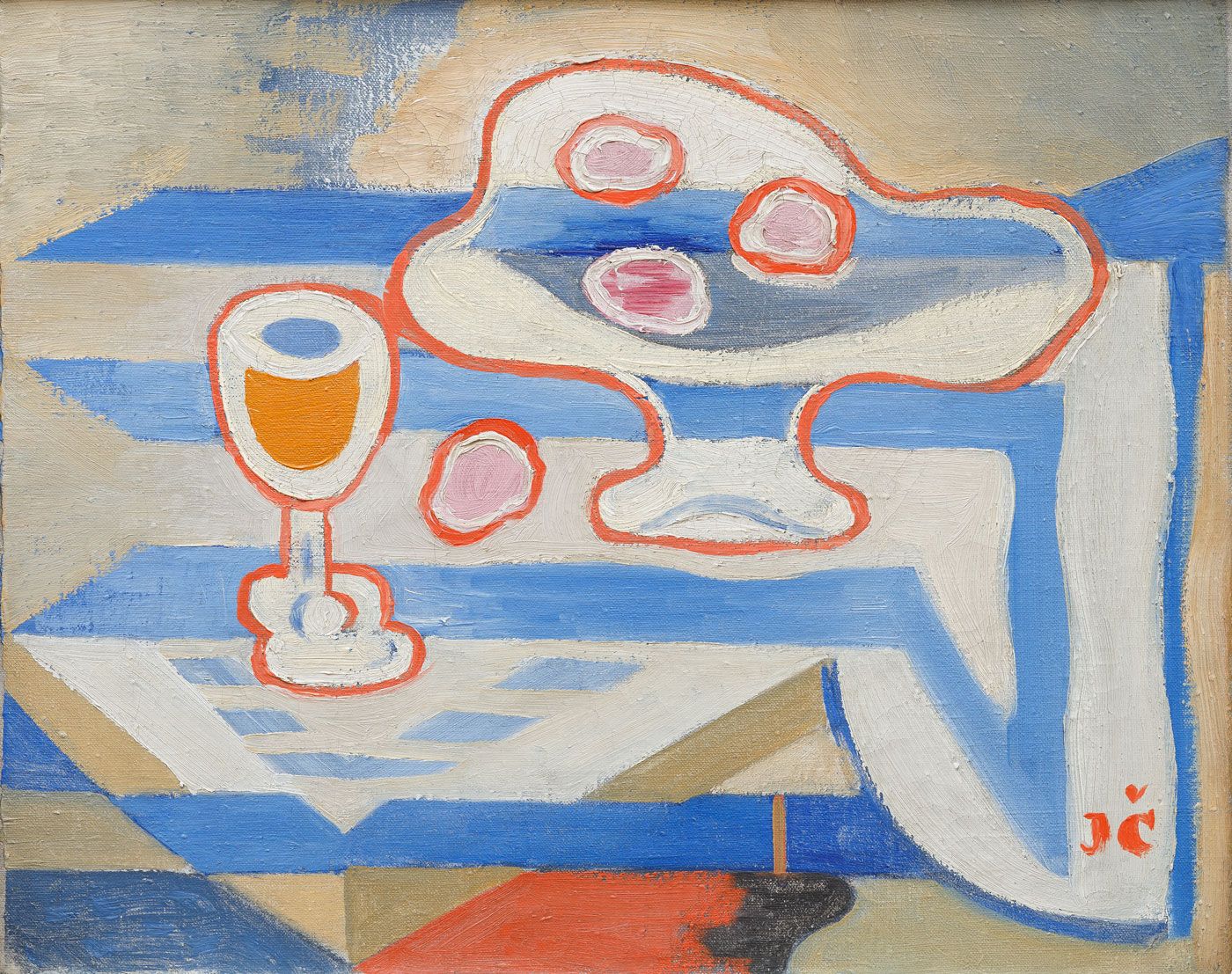 Zátiší s broskvemi