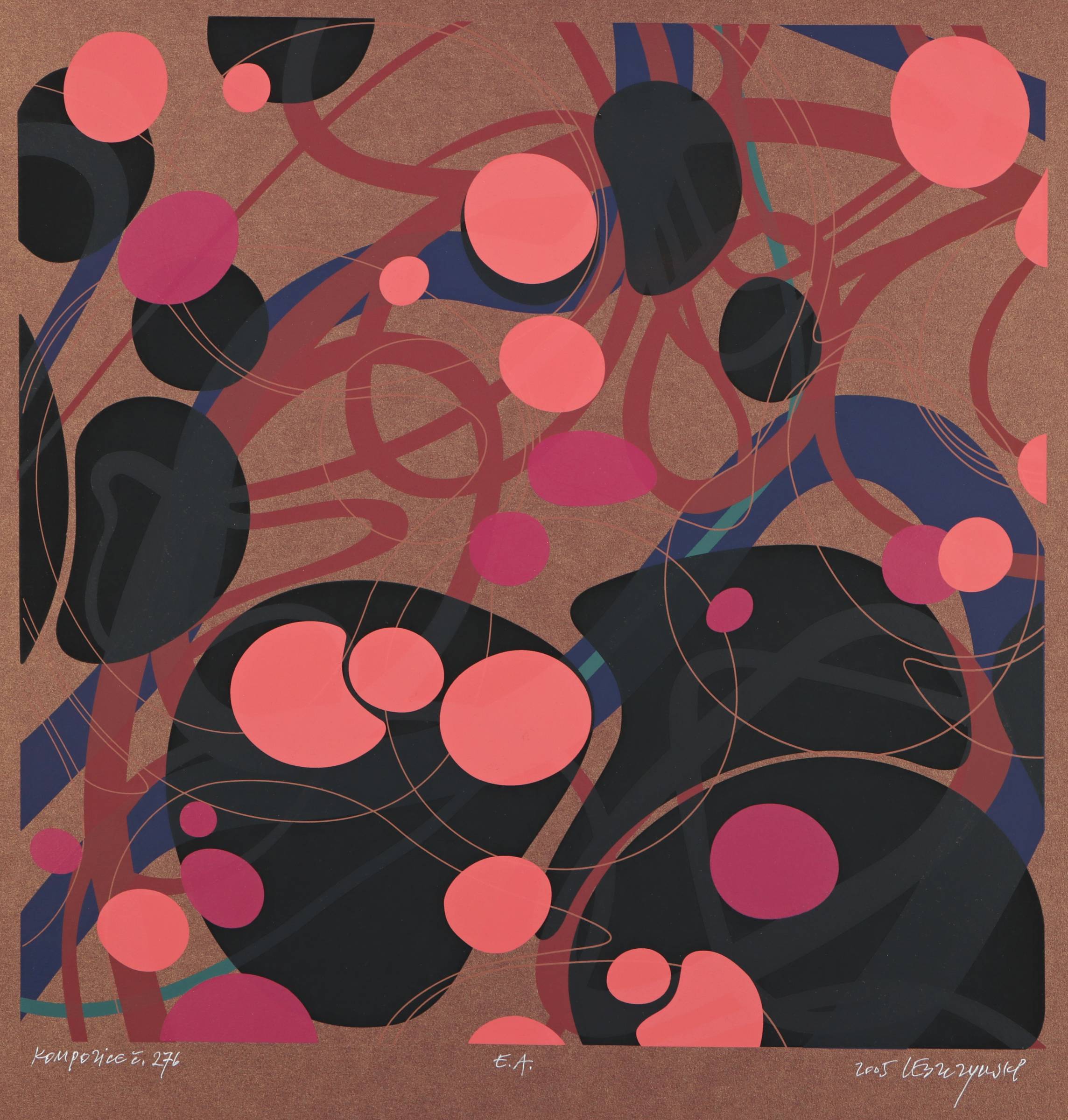 Kompozice č. 276 (varianta hnědo-zlaté pozadí)