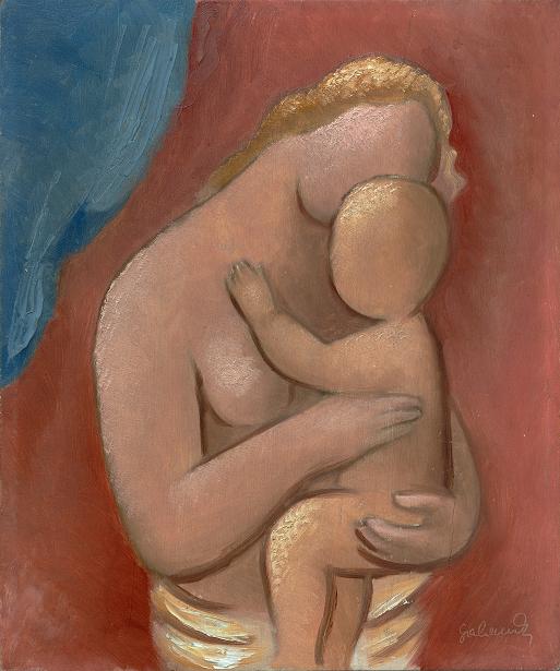 Mikuláš Galanda: Matka s dieťaťom, olej na plátne, 1934