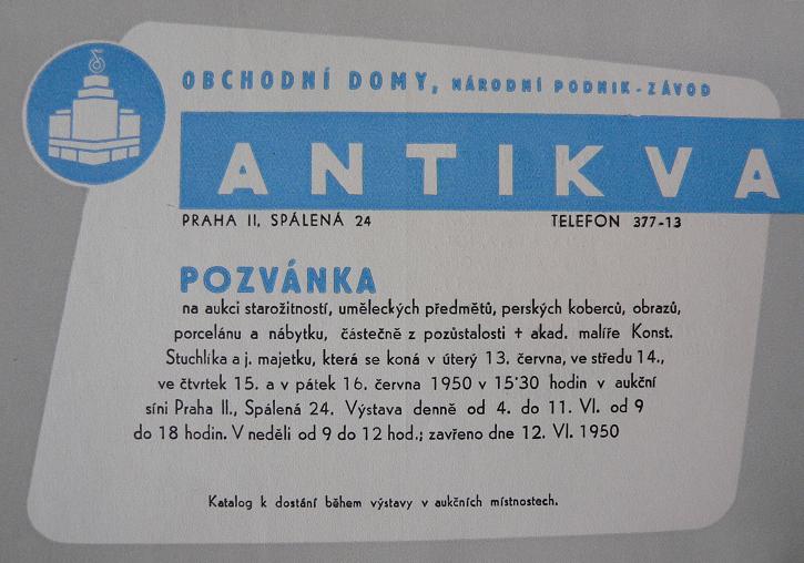 Pozvánka na aukci n.p. ANTIKVA