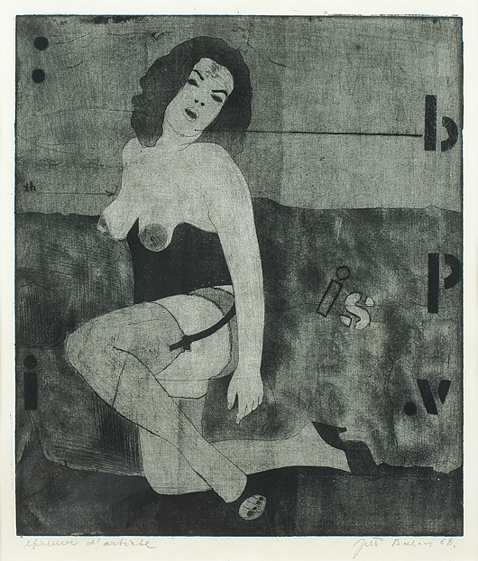 Jiří Balcar: Nestyda / 1968 / suchá jehla, akvatinta na papíře / 29,3 x 25 cm