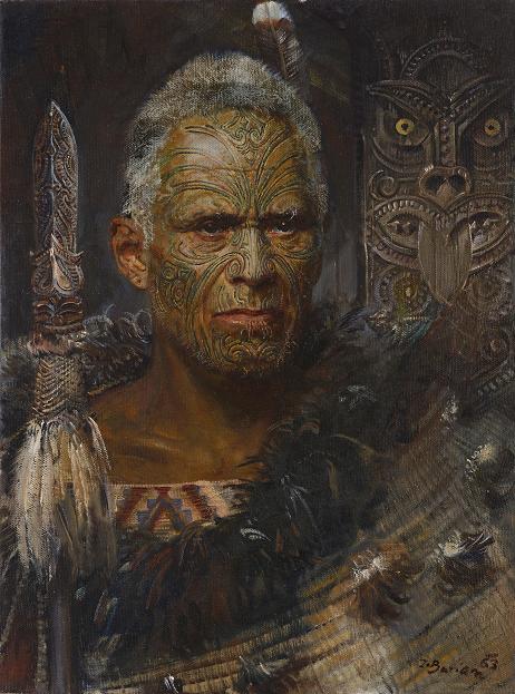 Zdeněk Burian: Maori / 1963 / olej na plátně / 60 x 57 cm