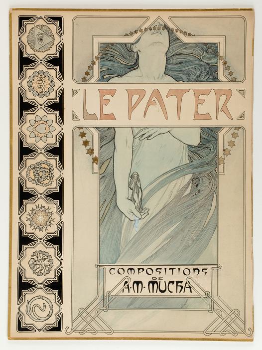 Alfons Mucha, Titulní list k Otčenáši, 1899, akvarel