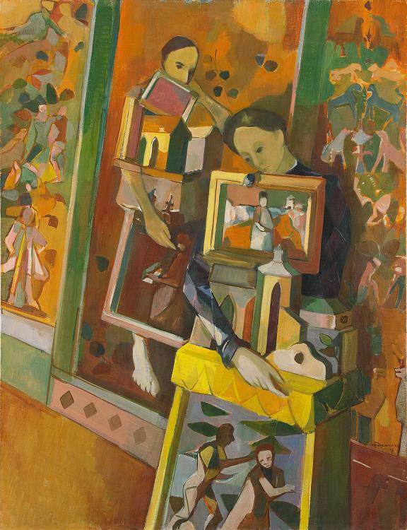 Endre Nemes: Žena s loutkami / 1942 / olej na plátně / 130 x 99 cm